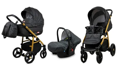 Obrázok produktu pre BabyLux® Axel | Kočík 3v1 Set | Carbon | Kočík Kombi | Set kočíka | Buggy + Baby