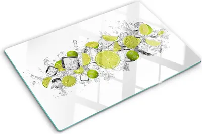 Produktbild von Tulup Glas Herdabdeckplatte - 80x52 cm - Glaskeramikkochfeld-Abdeckung Spritzschutz Glasabdeckplatte - Einteilig - Essen & Getränke - Limette Eiswürfel - Grün