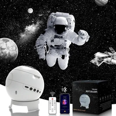 Productafbeelding van Sterrenhemel Projector - Nachtlamp Projector - Kinderkamer Decoratie - 8 Glasplaatjes - 10 x 12.5 cm - Wit