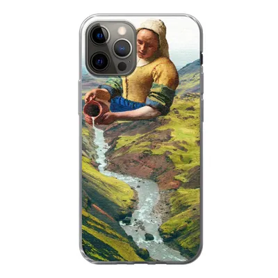Produktbild von MuchoWow® Handyhülle Schutzhülle Hülle für iPhone 12 Pro Milchmädchen - Natur - Vermeer Silikon Softcase Handy Hülle - Abdeckung