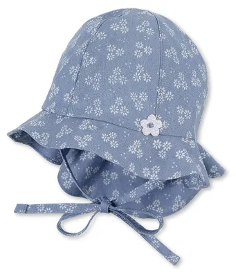 Produktbild von Sterntaler Baby Mädchen Hut Baby Sonnenhut Blumen - Baby Hut, Kopfbedeckung Baby Sommer, Sommerhut Baby - aus Baumwolle - Mittelblau, 45