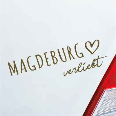 Produktbild von Auto Aufkleber Magdeburg verliebt Herz Stadt Heimat Liebe Car 19x6 cm Gold Sticker Heckscheibenaufkleber