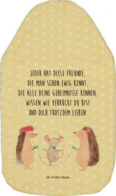 Produktbild von Mr. & Mrs. Panda Wärmflasche Igel Seilhüpfen - Gelb Pastell - Geschenk, Wärmekissen, Bettflasche, Wärmflaschen, Seilspringen, Lustige Sprüche, Kindergarten, Maus, Plüsch