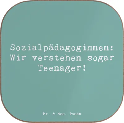 Produktbild von Mr. & Mrs. Panda Untersetzer für Gläser Spruch Sozialpädagogin Herz - Meeresbrise - Geschenk, Tasse, Sozialpädagogik, Berufsprodukte, Sozialpädagoginnen, Coaster, Beruf