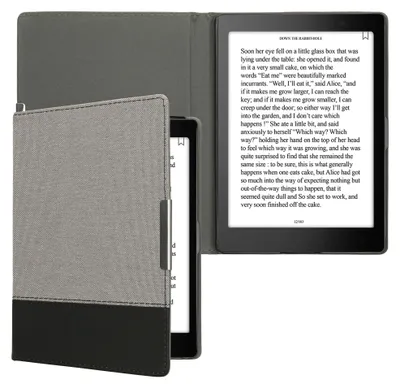Produktbild von kwmobile Hülle kompatibel mit Kobo Aura ONE - Canvas eReader Schutzhülle Cover Case - Dunkelgrau Schwarz