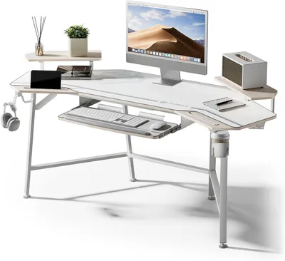 Produktbild von LAPAMAX Computertisch 183 x 61 cm mit Tastaturauszug, Monitorablagen und RGB-LED