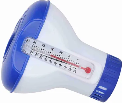 Obrázek produktu pro Plovoucí dávkovač chemického chloru do bazénu s držáky na tablety a teploměrem
