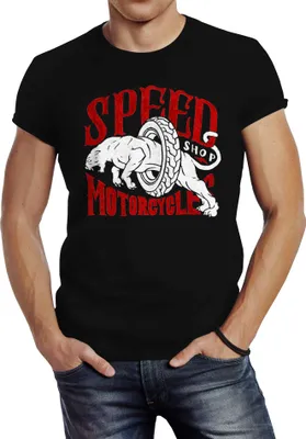 Produktbild von Herren T-Shirt Motorrad Biker Vintage Retro Slim Fit Neverless® schwarz 3XL