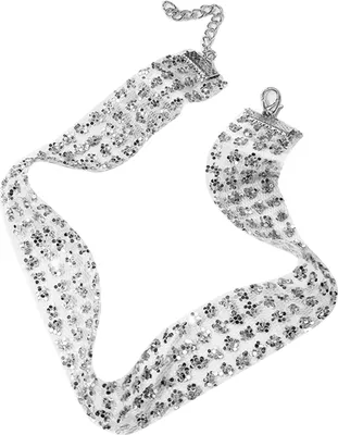 Produktbild von Mode Frauen Shiny Paillette Dekor Halskette Party Club Schmuck Chocker Geschenk-Silber