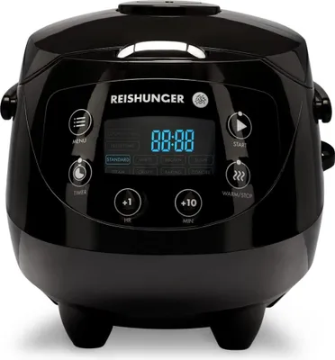 Produktbild von REISHUNGER Digitaler Reiskocher klein, schwarz - 0,6 L bis 3 Personen