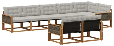 Produktbild von vidaXL Outdoor-Sofagarnitur mit Kissen 8 pcs Natürlich und Hellgrau