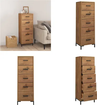 Zdjęcie produktu dla vidaXL Komoda z szufladami 42x35x110 cm z litego drewna sosnowego - Komoda z szufladami - Kredens - Szafka z szufladami