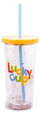 20 oz isolierter Tumbler mit Glitzer, doppelwandig, inkl. Deckel & Strohhalm