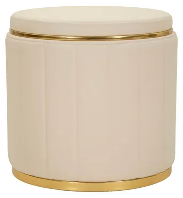 Produktbild von Mauro Ferretti Pouf London mit Stauraum Creme Gold Ø 46.5x44 cm