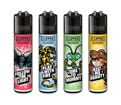 Produktbild von Clipper Feuerzeug 4er Set Animal Slogan
