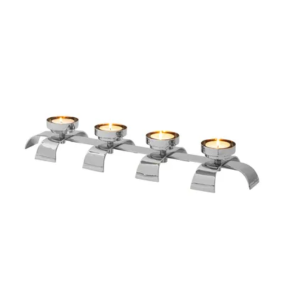 Produktbild von Fink AARON, Leuchter, 4-flammig, Aluminium, vernickelt, glatt, silberfarben, L. 65 cm, B. 18 cm, H. 10 cm 143059