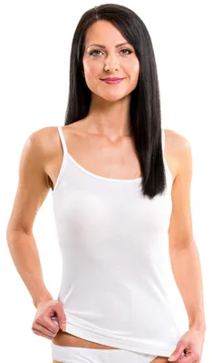 Produktbild von HERMKO 1560 Damen Träger Top - 100% Baumwolle, Unterhemd mit Spaghettiträger - Weich & Strapazierfähig, Farbe:weiß, Größe:44/46 (L)
