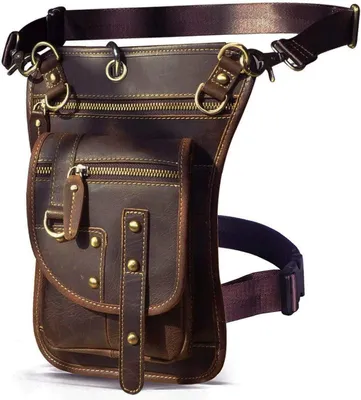 Image de Inovra - Sacoche de ceinture en cuir véritable - Sacoche de ceinture pour hommes - Sacoche de ceinture pour la randonnée - Petite sacoche pour moto - Dimensions : 17 x 3,5 x 28 cm