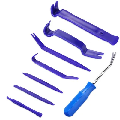 Image de Outil de démontage automobile - Set d'outils pour garniture de porte - 8 pièces - Nylon - Avec sac de transport