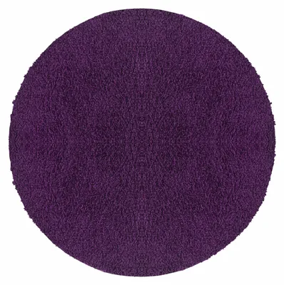 Image de Teppium tapis shaggy rond violet 80 cm à poils longs doux moderne uni pour entrée ou niches décoratives