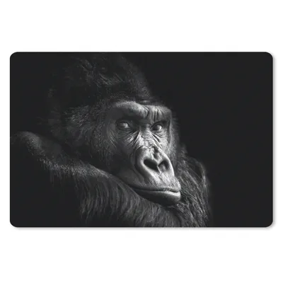 Produktbild von MuchoWow® Mauspad Mousepad Gorilla - Affe - Schwarz - Weiß - Porträt 27x18 cm - Mousepads - Maus Mat - Pad - Mausunterlage - Büroartikel - Desk Matten