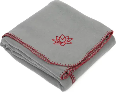 Produktbild von Yogadecke ASANA BLANKET aus Fleece mit LOTUS Stick grau/aubergine