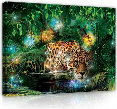 Produktbild von Leinwandbild Tiger Tiere 100x70 cm XXL Natur Jaguar Schlafzimmer Wohnzimmer Canvas Bilder Wandbilder Kunstdruck Wand Bild auf Leinwand Aufhängefertig