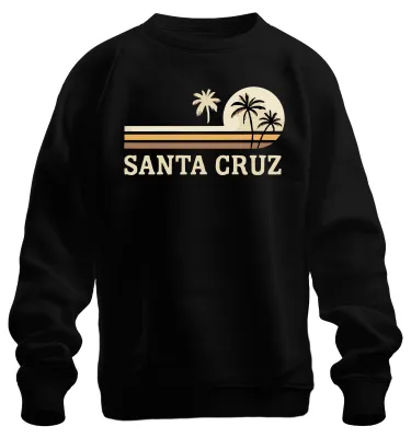 Produktbild von SANTA CRUZ Surfen Kalifornien Strand Palmen Vintage Retro Sweatshirt Pullover, Schwarz, M