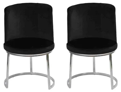 Obrázek produktu pro Černé designové židle 2x s nohami z nerezové oceli Moderní jídelní židle