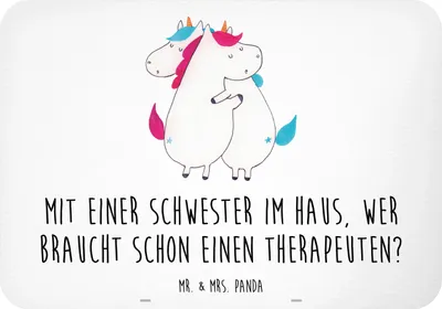Produktbild von Mr. & Mrs. Panda Kühlschrankmagnet Schwester Glück - Weiß - Geschenk, holzmagnet, Freude, beste Freundin, liebevoll, whiteboardmagnet, Geschwisterliebe, magnet, Beziehung