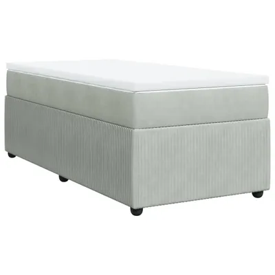 Produktbild von Boxspringbett mit Matratze Hellgrau 100x200 cm Samt