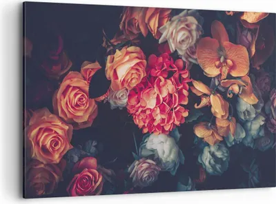 Produktbild von Bild auf Leinwand - Leinwandbild - Einteilig - Blumenstrauß Blumen Rosen - 120x80cm - Wand Bild - Wanddeko - Wandbilder - Leinwanddruck - Bilder - Wanddekoration - Leinwand bilder - AA120x80-5002