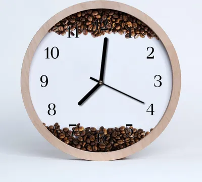 Produktbild von Holzuhr 30fi cm wanduhr - Kaffeebohnen