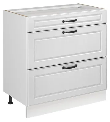 Imagen del producto de Mueble bajo de cocina Vicco R-Line Blanco casa de campo/Blanco 80 cm con 3 cajones sin encimera, Model 72347