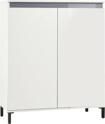 Immagine prodotto di Dmora Credenza Iwao 40x100x110h cm Bianco Lucido, Apertura Battente 2 Vani  Italy