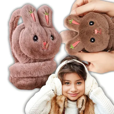 Produktbild von Winter Ohrenschützer, Kinder warme Ohrenschützer Mädchen, verstellbare Ohrenschützer, Winter Warm Earmuffs Plüsch, Braune Ohrenschützer in Hasenform