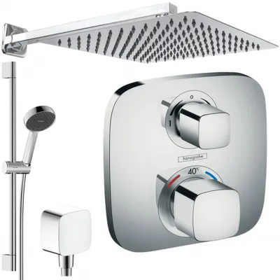 Produktbild von Hansgrohe und Jowi Unterputz Duschsystem Ecostat E Thermostat, Unterputz Duscharmatur mit Kopfbrause, 650mm Brausestange, OHNE iBox