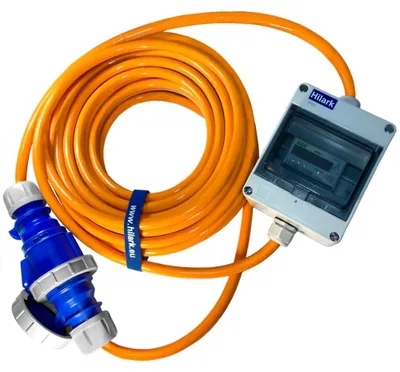 Productafbeelding van CEE verlengkabel voor campers, 32A, PUR, H07BQ-F, 5x4mm², IP65, met energieteller, 3 meter