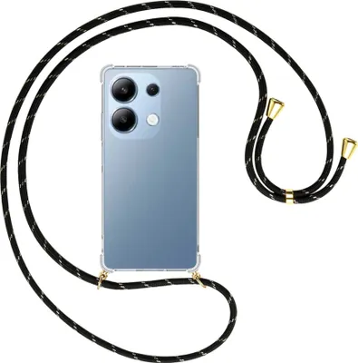 Produktbild von Handykette Backcover-Schutzhülle mit Band (Metall goldfarben) für Xiaomi Poco M6 Pro (6.67'') - schwarz/gold