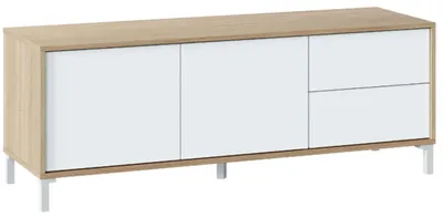 Image de Habitdesign, meuble TV moderne avec 2 portes et 2 tiroirs, en chêne canadien