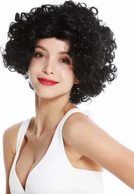 Produktbild von WIG ME UP Perücke Schwarz Locken Mittelscheitel Kurz 1352-ZA103