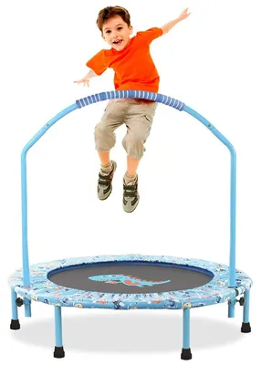 Obrázek produktu pro Trampolína pro děti s bezpečnostní zarážkou a ochranným krytem, určená pro použití v interiéru