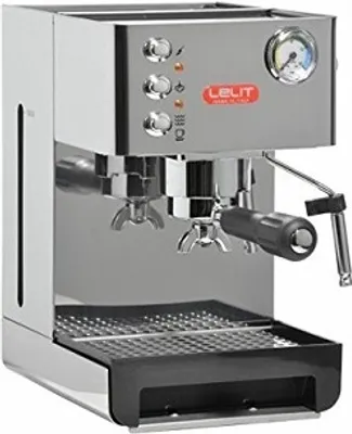 Produktbild von Lelit PL 041 EM Traditionelle Espressomaschine, Edelstahlgehäuse, 1050 Watt, 15 Bar, 2 l FÃ1/4llmenge, Tassenwärmer, Milchaufschäumer