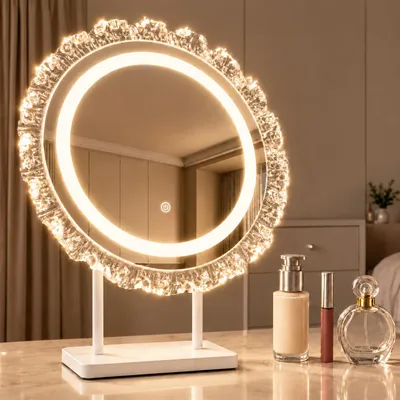 Produktbild von ZMH Rund Schminkspiegel mit Beleuchtung Hollywood Spiegel 40×48CM LED Schminktisch Kosmetikspiegel Make Up Mirror Klein Runder Schminktischspiegel