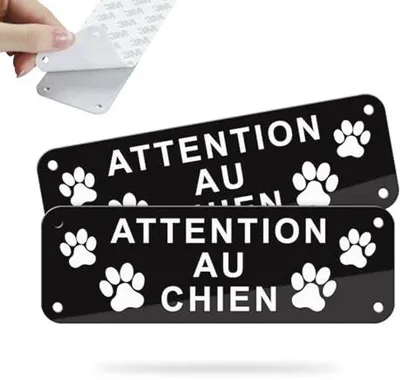 Produktbild von Warnschild für Hunde - Selbstklebend Aluminium 15 x 5 cm - Reflektierend und Langlebig