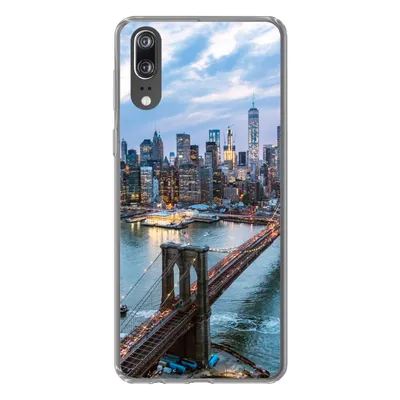 Produktbild von MuchoWow® Handyhülle Schutzhülle Hülle für Huawei P20 New York - Skyline - Brücke Silikon Softcase Handy Hülle - Hardcover