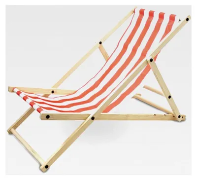 Produktbild von Liegestuhl Sonnenliege Gartenliege Holzliege Klappbar (Rot/Weiß Gestreift)