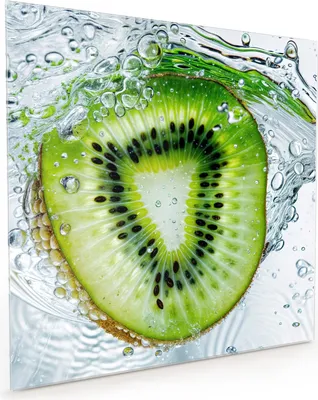 Produktbild von Küchenrückwand Spritzschutz Glas mit Motiv Kiwi im Wasser 40 x 40 cm