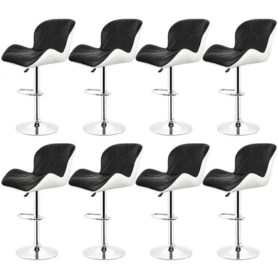 Produktbild von Barhocker 8er Set - Barsessel mit Fußablage Tresenhocker Stuhl Küchenhocker,Höhenverstellbar,360°drehbar