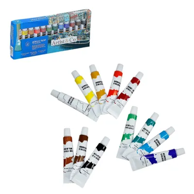Zdjęcie produktu dla Farby akrylowe w tubkach 12 ml 12 szt.